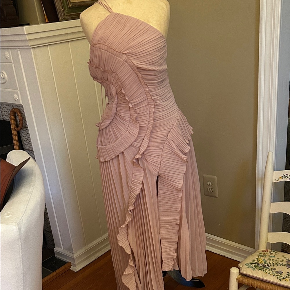 Elegant One Shoulder Pleated Dress - Pink